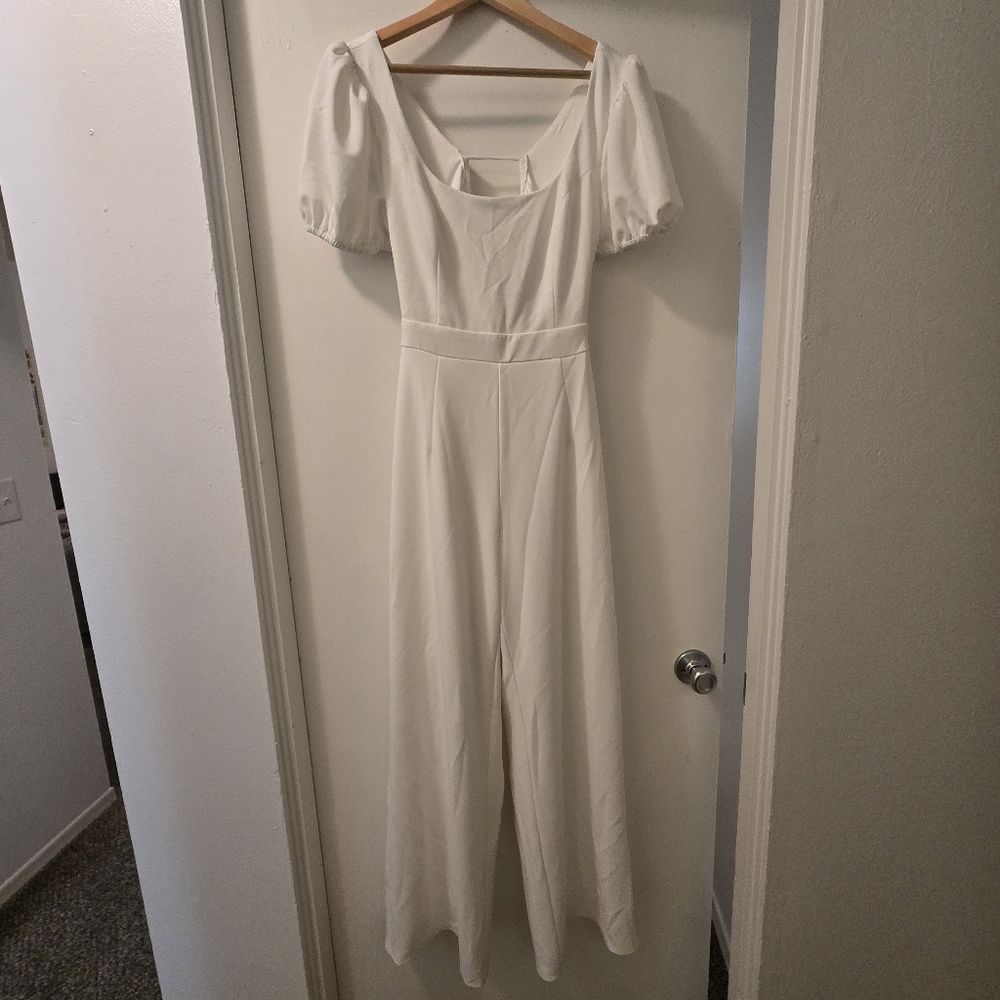 With A Puff Lulus white jumpsuit - Picture 3 of 9